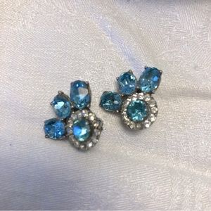 FREE WITH BUNDLE Sparkly Blue Crystal Clip Earrings